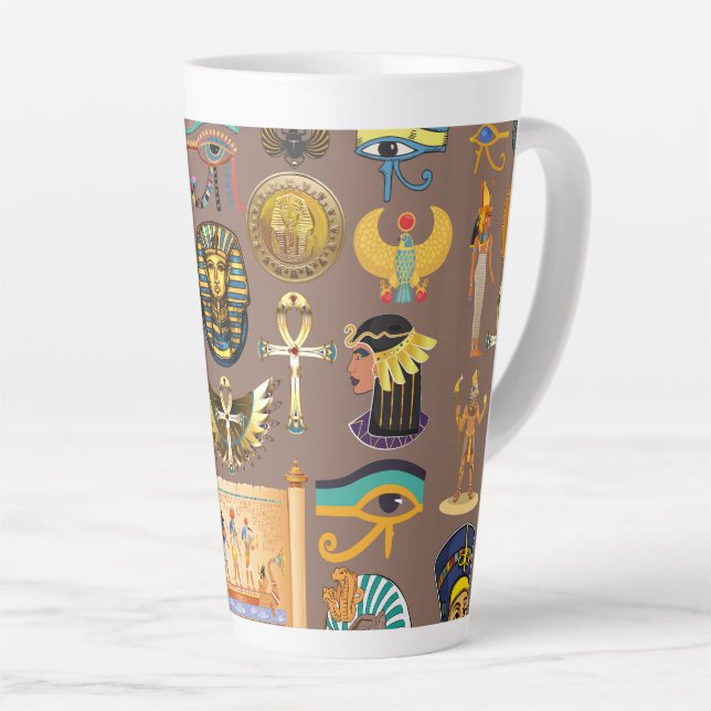 Tasse Latte Egyptian Ancient Hieroglyphic Pattern Symbol (Angle droit)