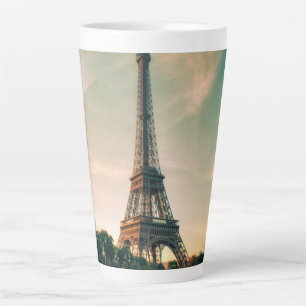 Tasse Latte Eiffel tour lancer oreiller