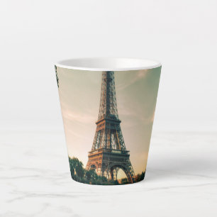 Tasse Latte Eiffel tour lancer oreiller