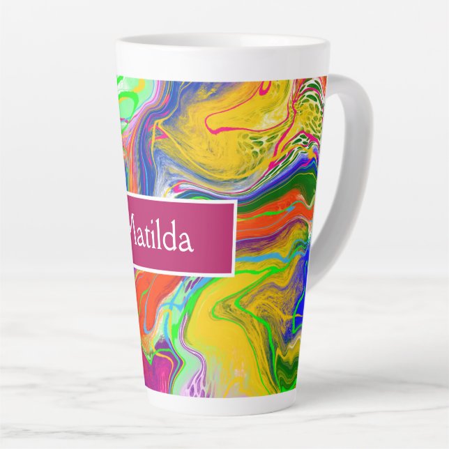 Tasse Latte Électricité personnalisée Marbre Fluide Art (Angle droit)