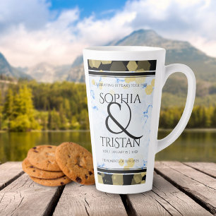 Tasse Latte Élégant 18ème anniversaire de Mariage de porcelain