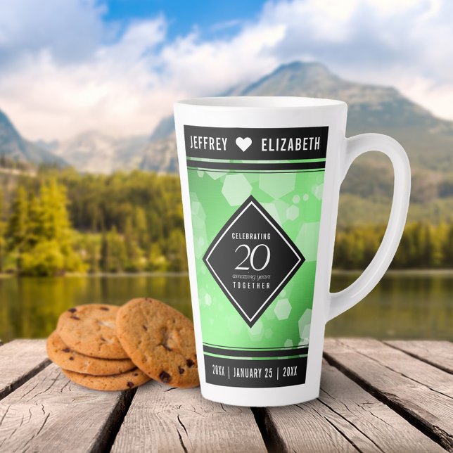 Tasse Latte Élégant 20e anniversaire de Mariage d'émeraude (Créateur téléchargé)