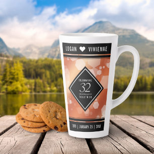 Tasse Latte Élégant 32ème anniversaire de Mariage de bronze