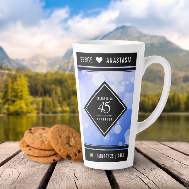 Tasse Latte Élégant 45e anniversaire de Mariage Sapphire (Créateur téléchargé)