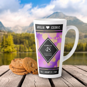 Tasse Latte Élégant 48e anniversaire de Mariage d'Améthyste