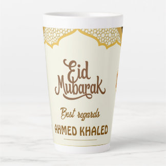 Tasse Latte Elegant Arche et Lanternes en Or Eid Mubarak