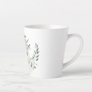 Tasse Latte Elégant blanc Floral Wreath Cup Conception