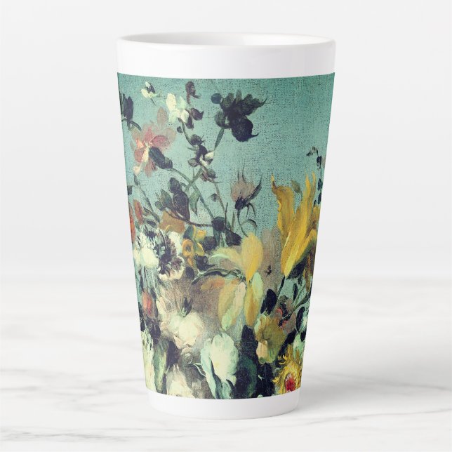 Tasse Latte Elégant bleu floral (Devant)