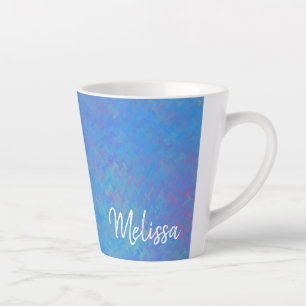Tasse Latte Elégant bleu marbré personnalisé