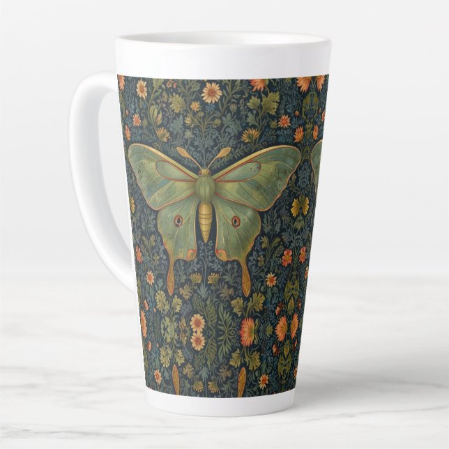 Tasse Latte Élégant boho rétro Luna moth botanique (Angle gauche)