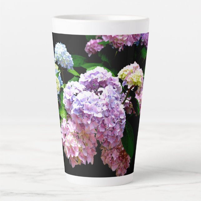 Tasse Latte Élégant boho rose violet bleu floral Meilleure mam (Devant)