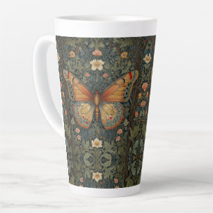 Tasse Latte Élégant buho rétro papillon botanique verdure