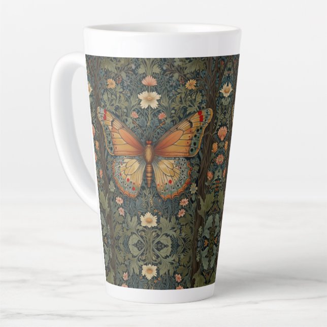 Tasse Latte Élégant buho rétro papillon botanique verdure (Angle gauche)
