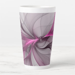 Tasse Latte Élégant Chaos Moderne Art Fractal Abstrait Rose