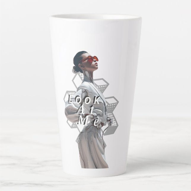 Tasse Latte Elegant Cyborg in White Futurisistic Fashion (Devant)