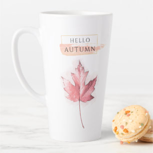 Tasse Latte Elégant et tendance dessin feuille automne