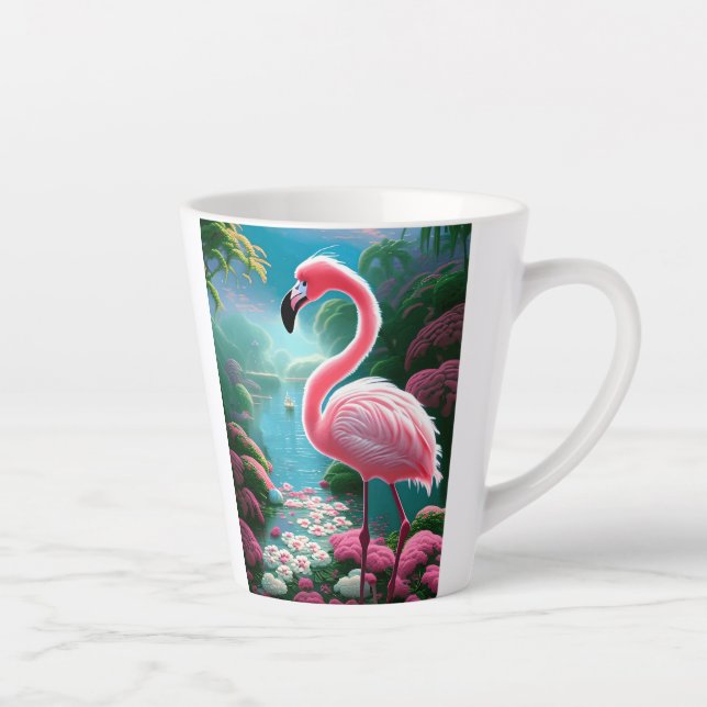Tasse Latte Élégant Flamant rose tropical-70852 (Droite)