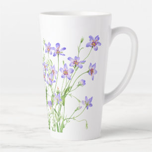 Tasse Latte Élégant Fleurs sauvages Bleu Vintage Grand latte M
