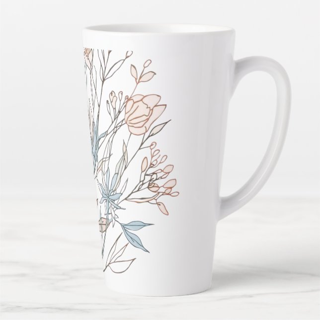 Tasse Latte Elegant Floral Bloom Art | Modern Botanical Flower (Droite)