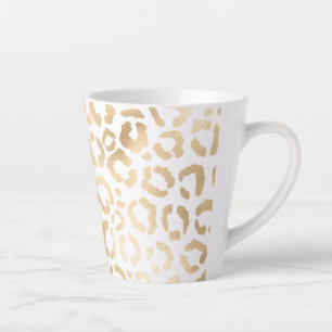 Tasse Latte Elegant Gold White Leopard Cheetah Animal Print