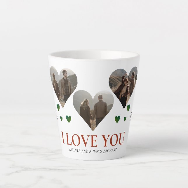 Tasse Latte Elegant Love valentine's day couple 3 photo Nom L (Devant)