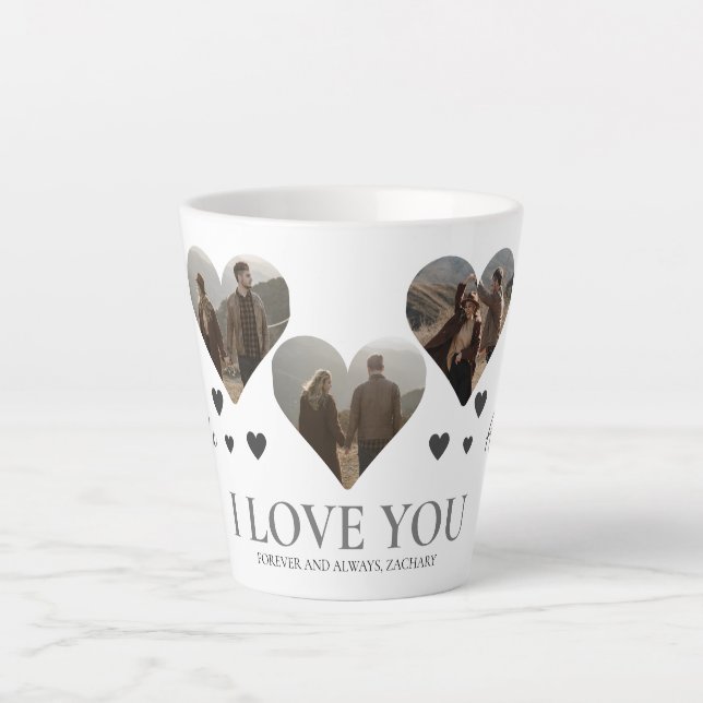 Tasse Latte Elegant Love valentine's day couple 3 photo Nom L (Devant)