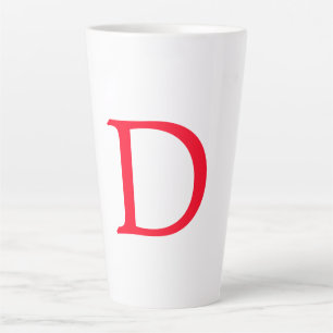 Tasse Latte Élégant minimaliste classique Monogramme rouge ini