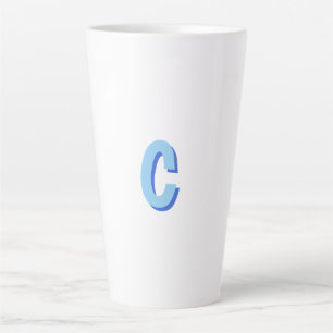 Tasse Latte Élégant Minimaliste Professionnel Monogrammé Bleu