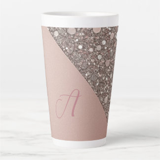 Tasse Latte Élégant Monogramme Or Rose