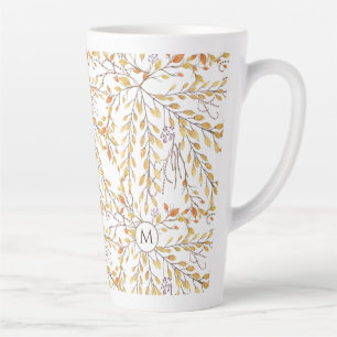 Tasse Latte Élégant Motif de feuillage d'automne personnalis