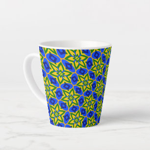 Tasse Latte Élégant Motif Fleurs Abstraites