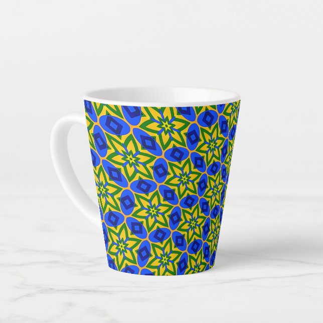Tasse Latte Élégant Motif Fleurs Abstraites (Angle gauche)