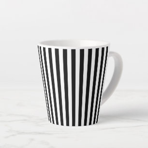 Tasse Latte Élégant Noir Et Blanc Découpé
