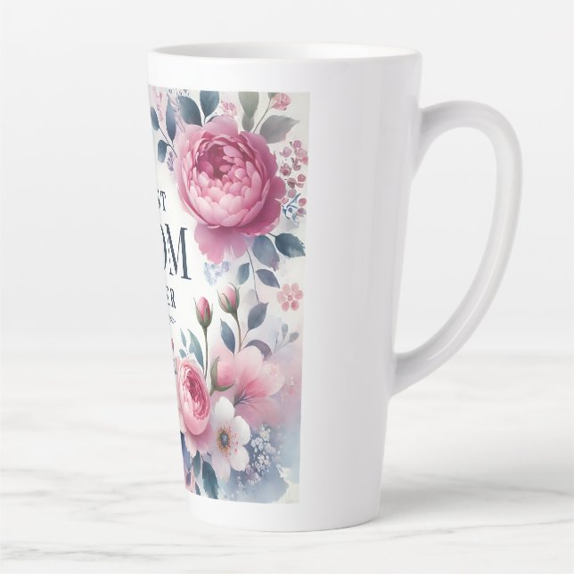 Tasse Latte Elegant Peony & Pastel Blossoms Cadeau de la Fête  (Droite)