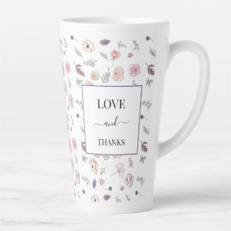 Tasse Latte Élégant plat moderne Botanique vert rose Merci