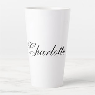 Tasse Latte Élégant Professionnel Ajouter un nom Noir clair Bl
