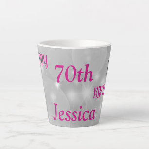 Tasse Latte Élégant rose brillant 70e anniversaire