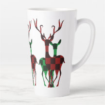 Élégant rouge et vert Buffalo Plaid Reindeer Coupl