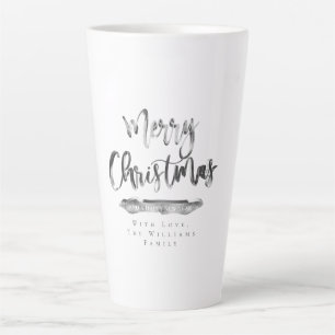 Tasse Latte Élégant Script Joyeux Noël et Bonne Année