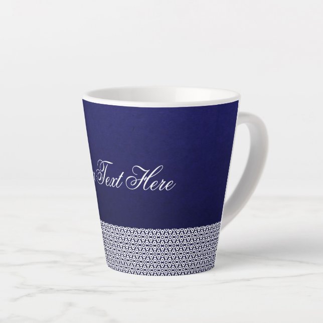 Tasse Latte Elégant vectoriel ornemental bleu main blanche (Angle droit)