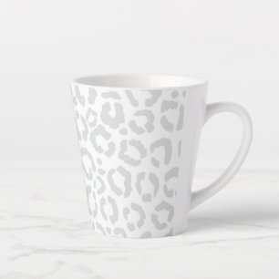Tasse Latte Elegant White Gray Leopard Cheetah Animal Print
