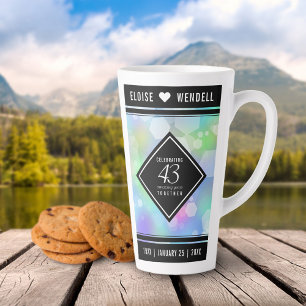 Tasse Latte Élégante 43ème anniversaire du Mariage Opal