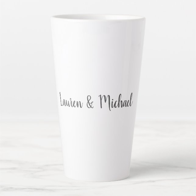 Tasse Latte Élégante calligraphie minimaliste mariage noir bla (Devant)