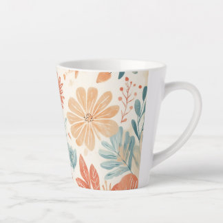 Tasse Latte Elégante Coupe Floral Design