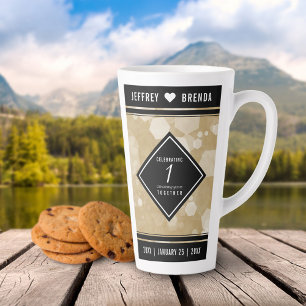 Tasse Latte Élégante fête du 1er anniversaire du Mariage de pa