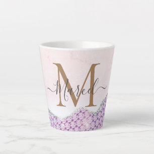 Tasse Latte Élégante Parties scintillant rose Rose Monogram