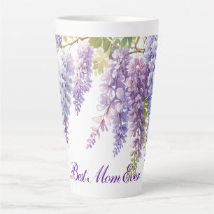Tasse Latte Elégante teinte violet de l'aquarelle glyteria flo