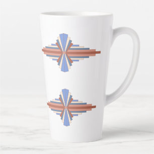 Tasse Latte Éléments Art déco en or rose & bleu