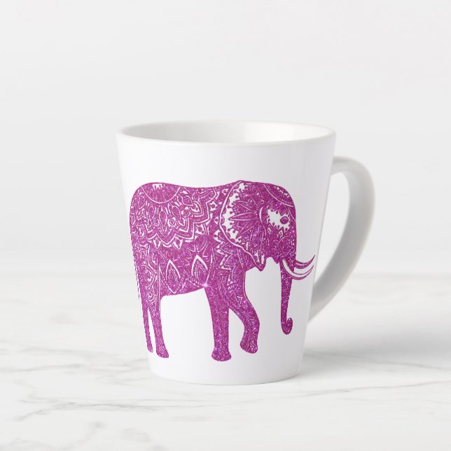 Tasse Latte éléphant à paillettes roses (Angle droit)