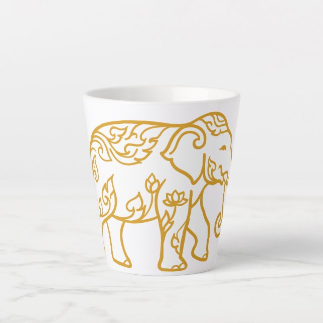 Tasse Latte Éléphant style thaï pour vous offrir.  (Devant)